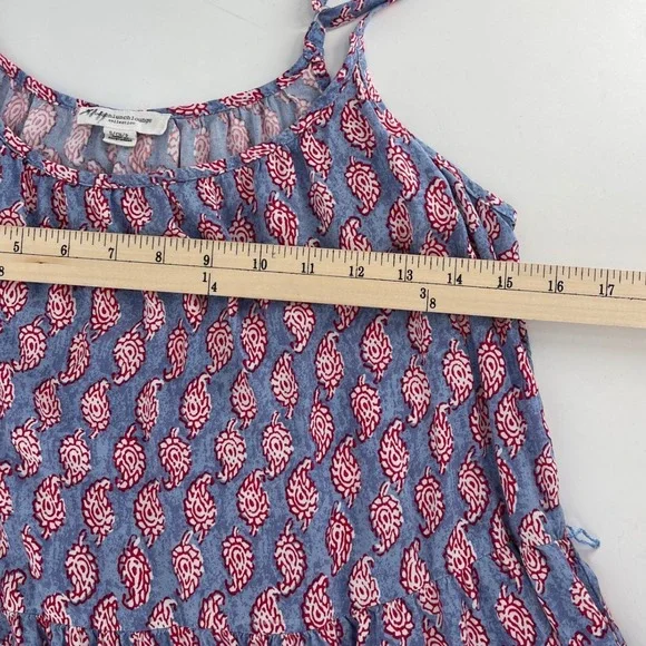 Beachlunchlounge Maxi Dress Womens Small Blue Pink Excellent Paisley Tiered Boho - Picture 5 of 7